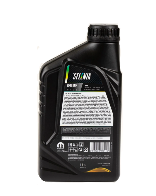 Selenia WR 5W-40 Diesel – Olio Motore Sintetico Fiat 955535-N2/N3 API SN A3/B4