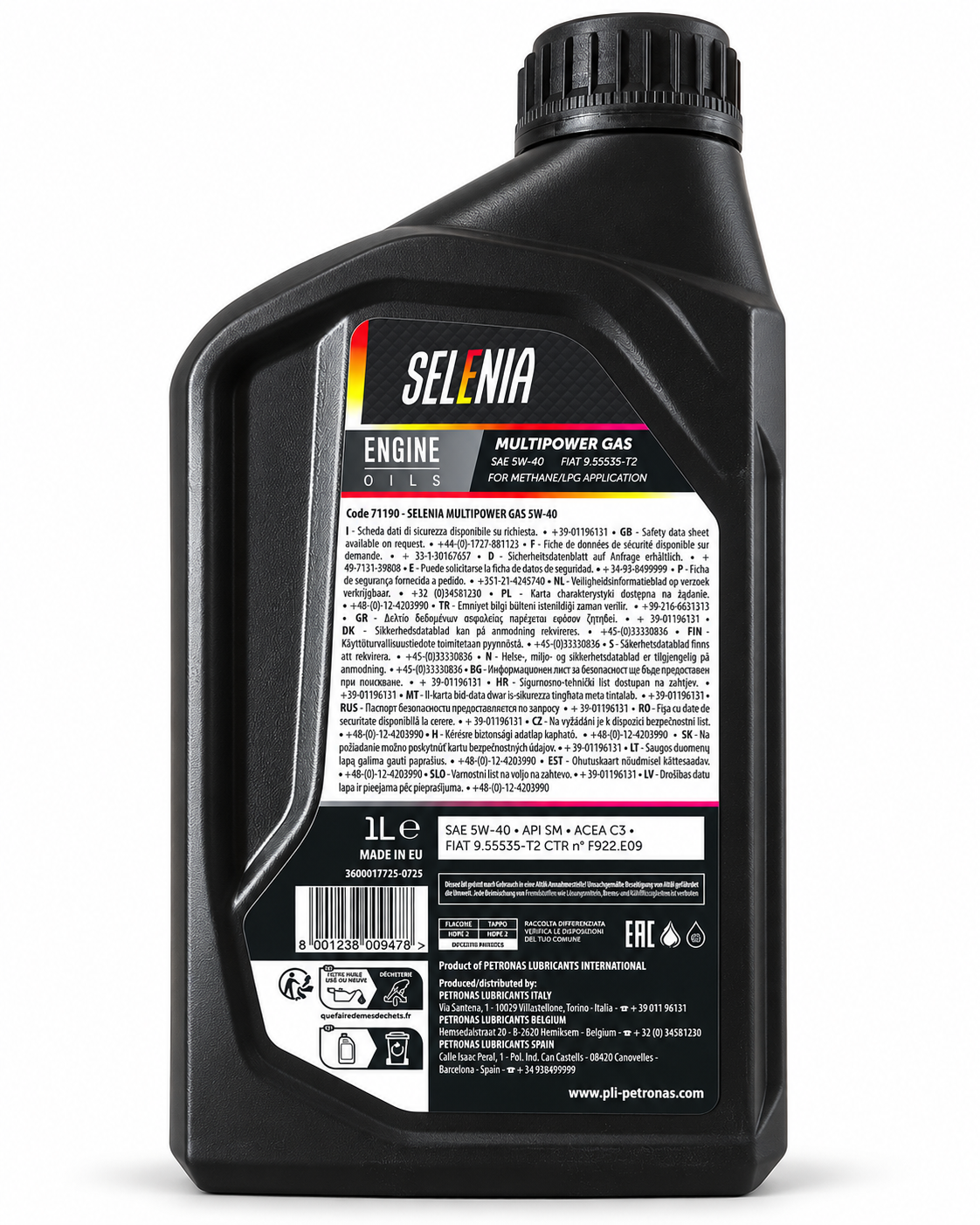 Selenia Multipower Gas 5W-40 – Olio Motore Sintetico ACEA C3 GPL/Metano – Auto Evo Store