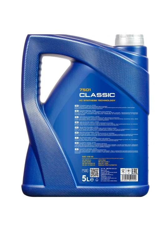 MANNOL Classic 10W-40 – Olio Motore Semi-Sintetico – ACEA A3/B4 – API SL/CF