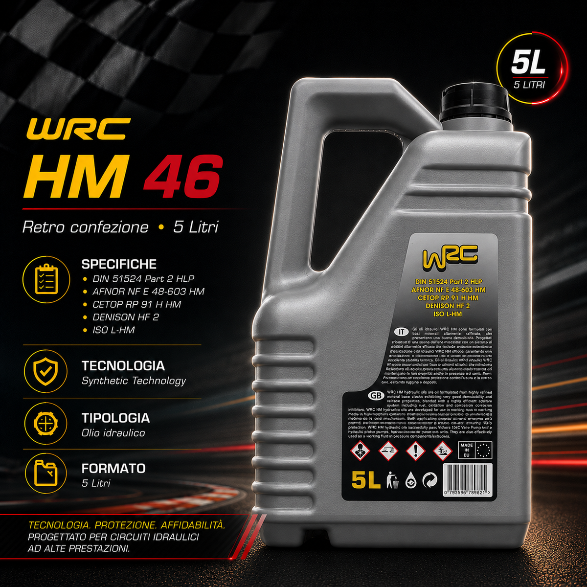 WRC Hydro HM 46 – Olio Idraulico ISO 46 – 5 L — retro