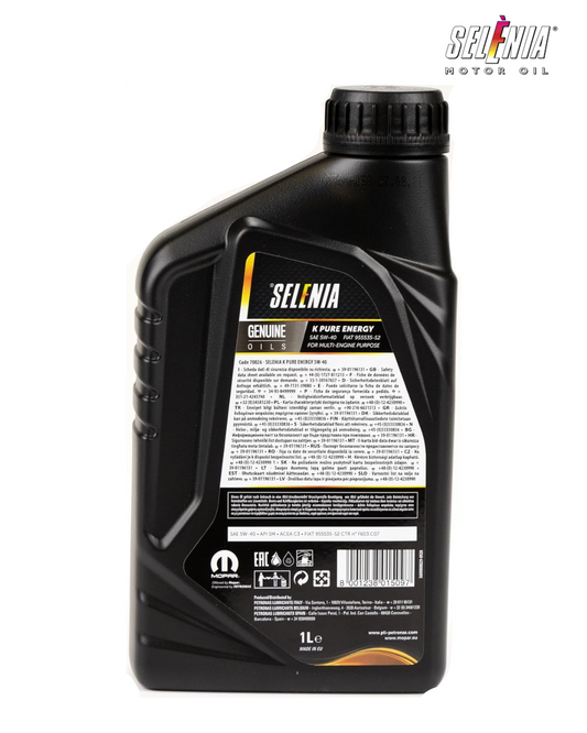 Petronas Selenia K Pure Energy 5W-40  – ACEA C3 – Olio Motore