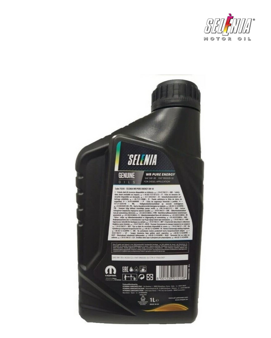 PETRONAS Selenia WR Pure Energy 5W-30 – Olio Motore – ACEA C2 – FIAT / Mopar
