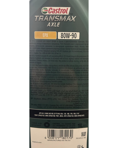 Castrol Transmax Axle EPX 80W-90 Olio Trasmissione Differenziale API GL-5 ZF