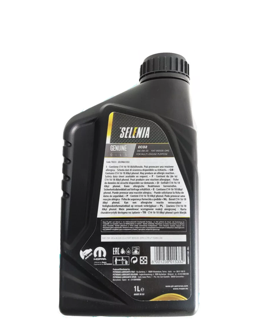 Selenia ECO2 0W-20 – Olio Motore Sintetico FIAT Hybrid FireFly ACEA C5