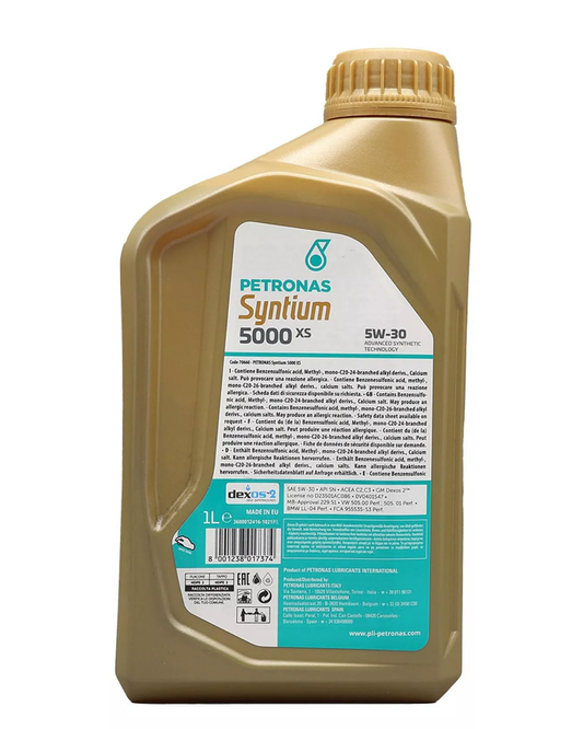 Petronas Syntium 5000 XS 5W-30 – Olio Motore Sintetico ACEA C2/C3 FCA 955535-S3