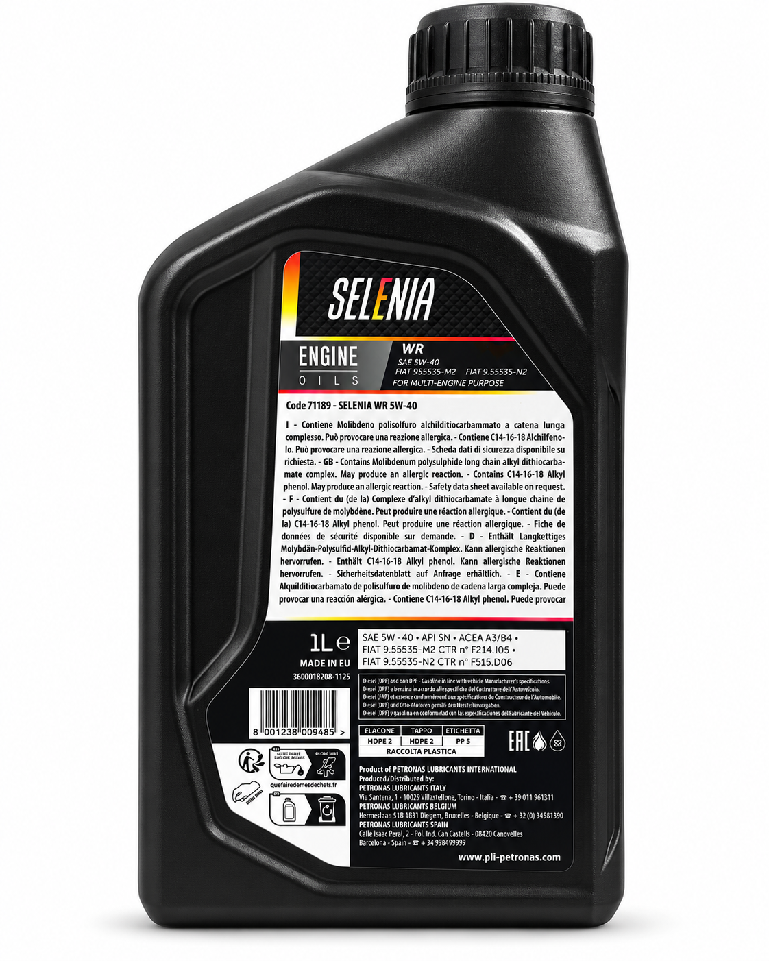 Selenia WR 5W-40 Diesel – Olio Motore Sintetico Fiat 955535-N2/N3 API SN A3/B4 – Auto Evo Store