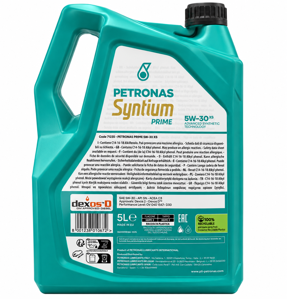 Petronas Syntium Prime XS 5W-30 ACEA C3 dexos2/dexos D – Taniche 5 L – Auto Evo Store