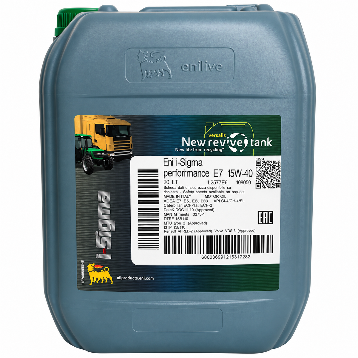 ENI i-Sigma Performance E7 15W-40 – Olio Motore Diesel ACEA E7 – Latta 20 L – Auto Evo Store