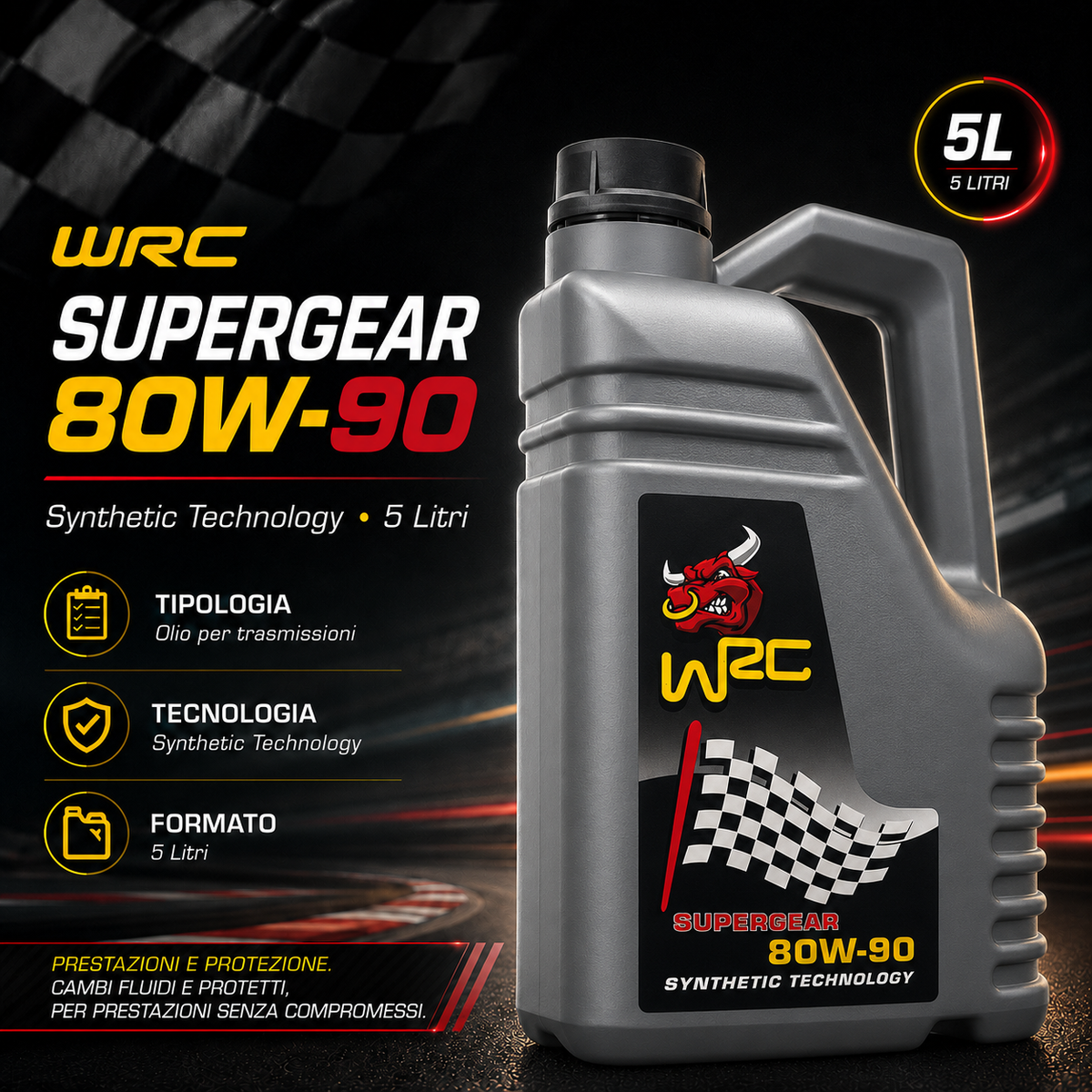 WRC Supergear 80W-90 – Olio Cambio API GL-5 – 5 L — fronte