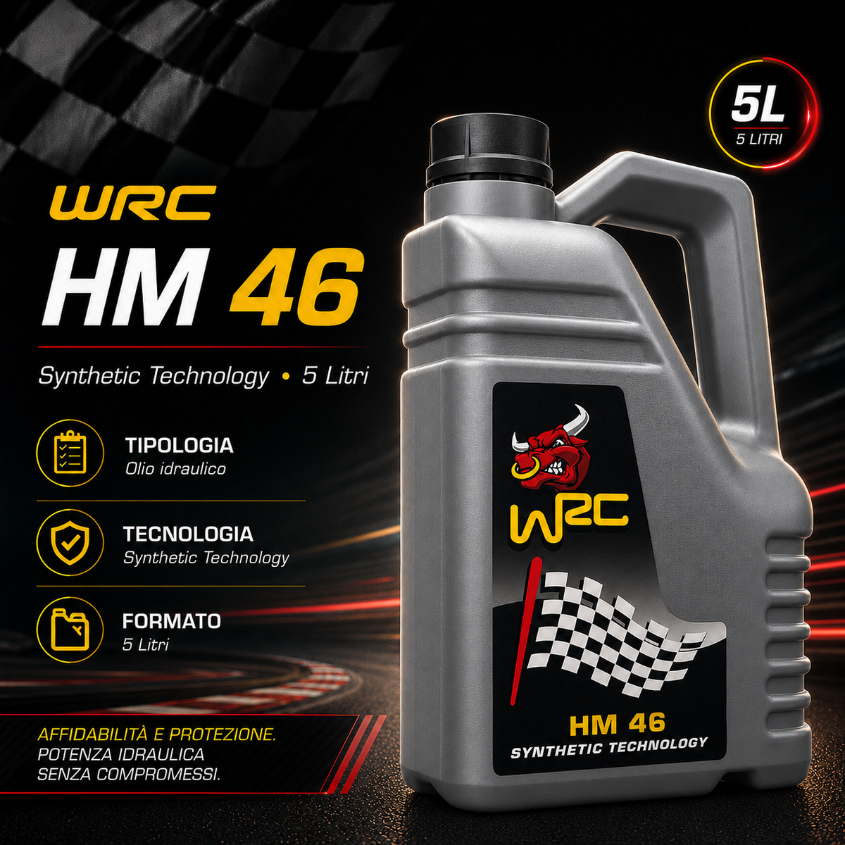 WRC Hydro HM 46 – Olio Idraulico ISO 46 – 5 L — fronte